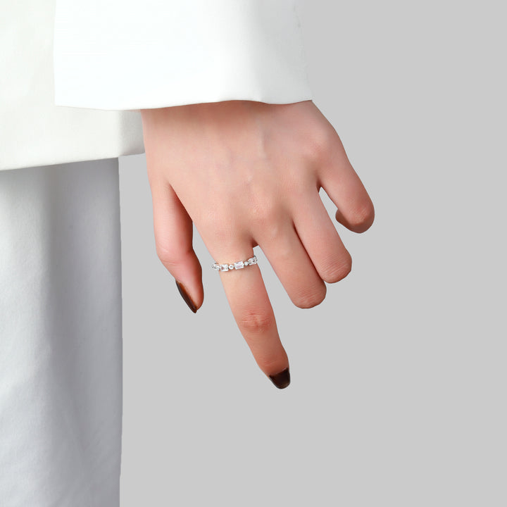 Dara Geo Crystal Silver Ring