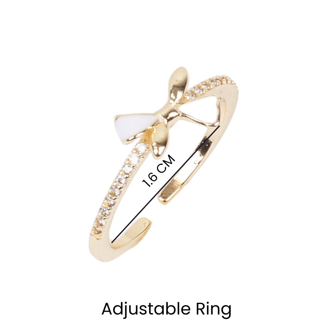 Liliana White Bow Gold Ring - Salty Accessories