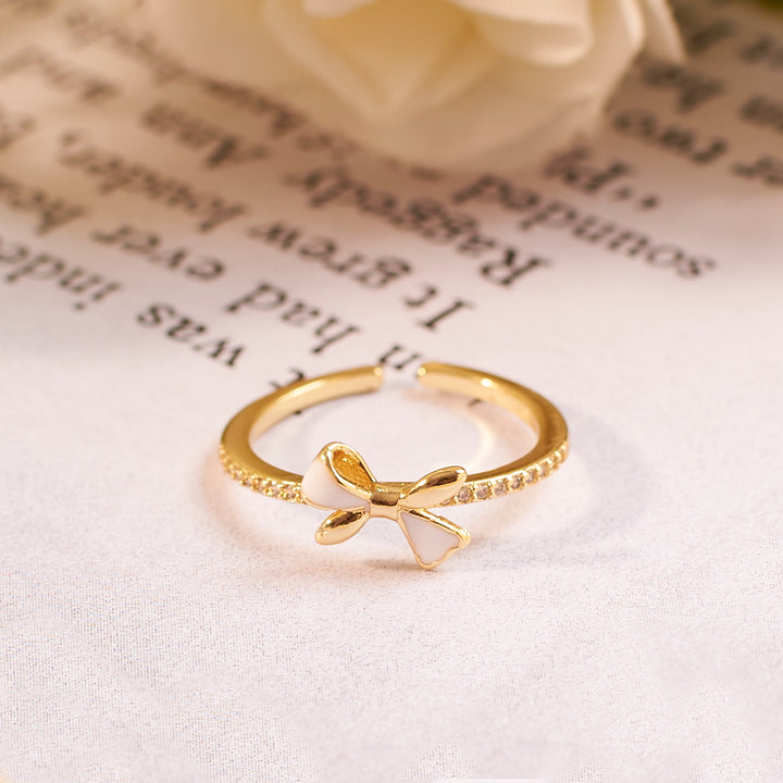 Liliana White Bow Gold Ring