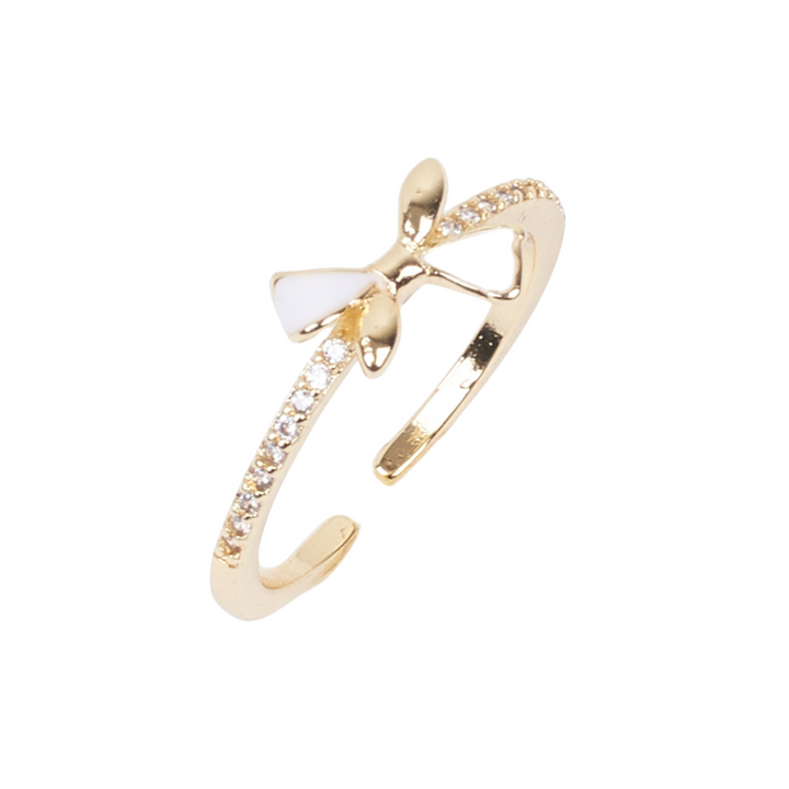 Liliana White Bow Gold Ring - Salty Accessories