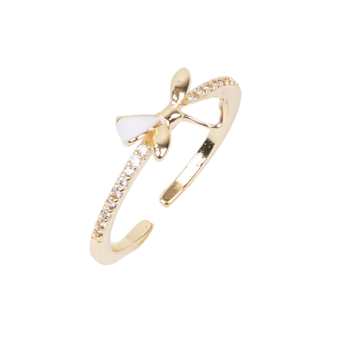 Liliana White Bow Gold Ring