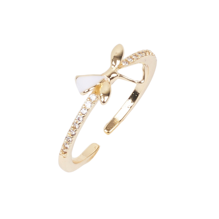 Liliana White Bow Gold Ring