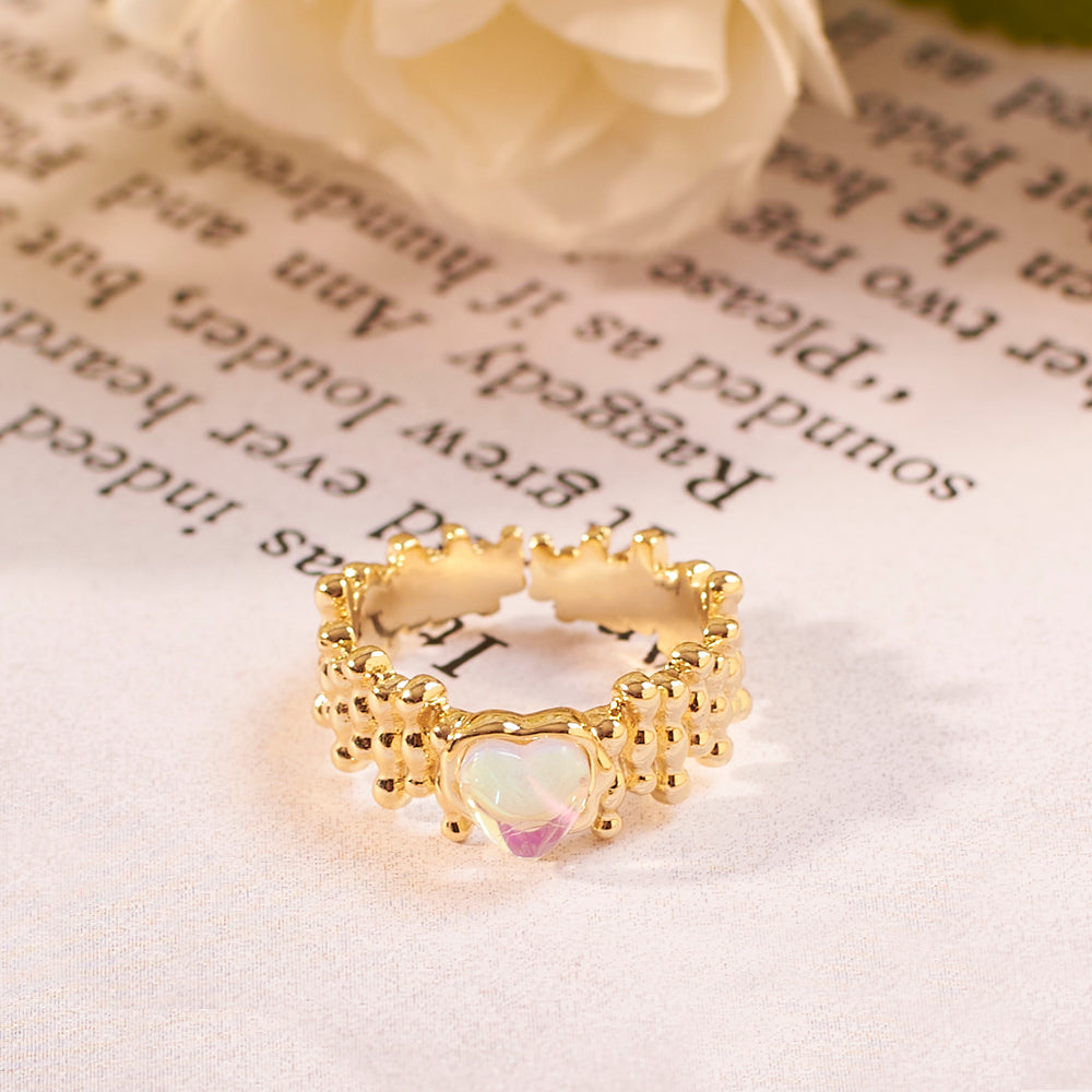 Posy Heart Gold Ring - Salty Accessories