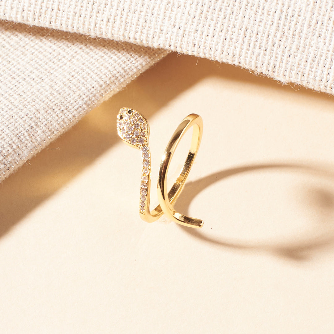 Mini Serpent Studded Gold Ring