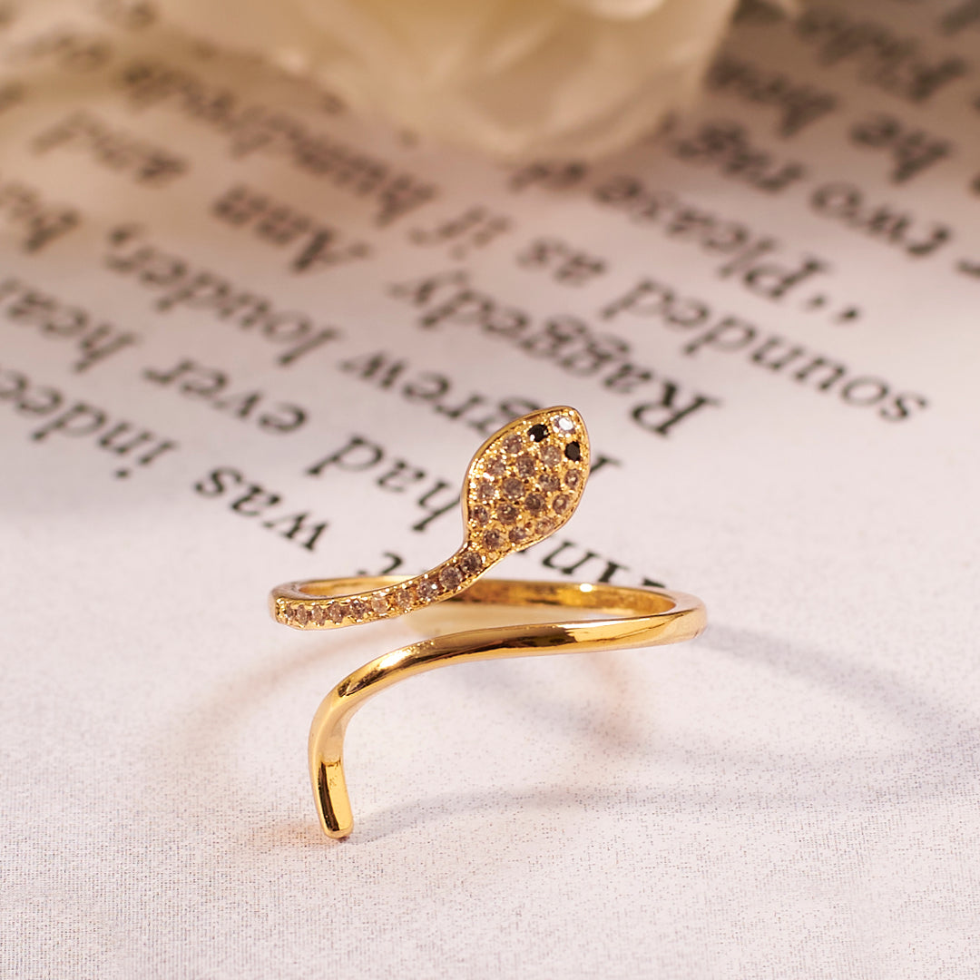 Mini Serpent Studded Gold Ring