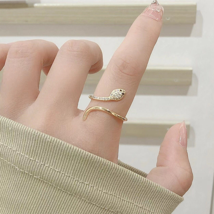 Mini Serpent Studded Gold Ring - Salty Accessories