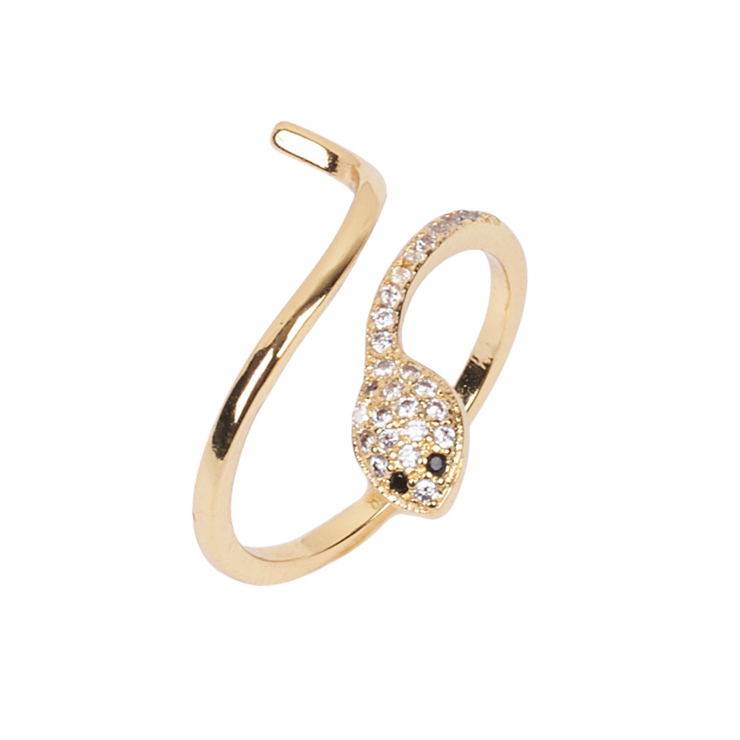 Mini Serpent Studded Gold Ring