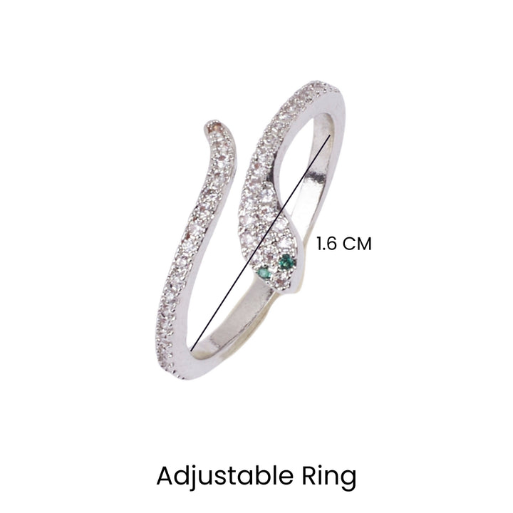 Mini Serpent Studded Silver Ring