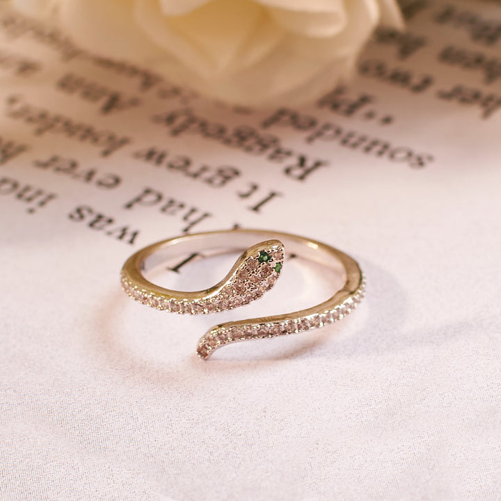 Mini Serpent Studded Silver Ring