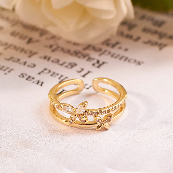 Freya Crystal Butterfly Gold Ring