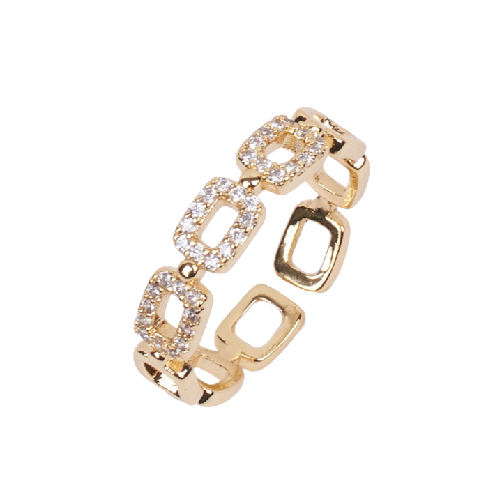 Square Link Studded Gold Ring - Salty Accessories