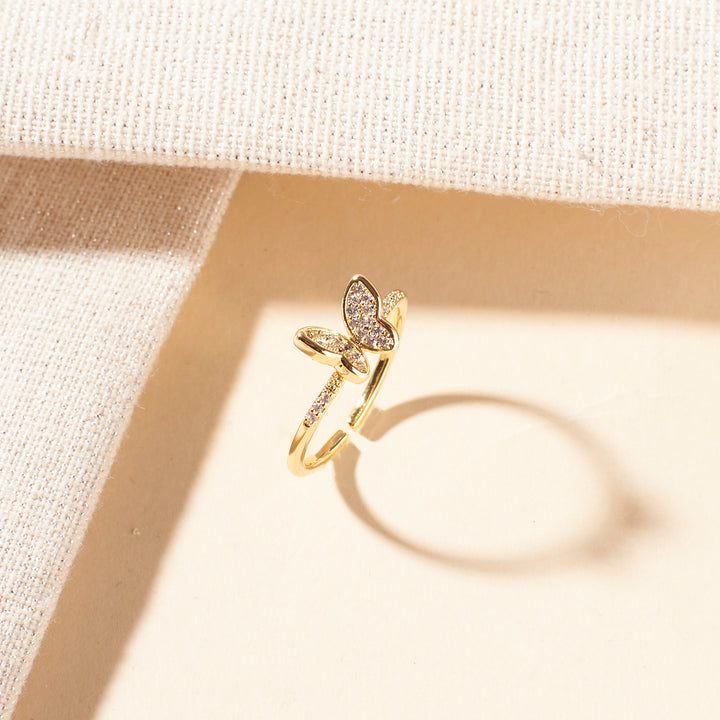 Hollis Studded Butterfly Gold Ring