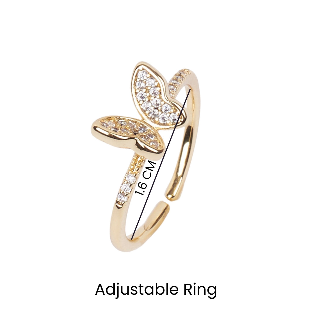 Hollis Studded Butterfly Gold Ring