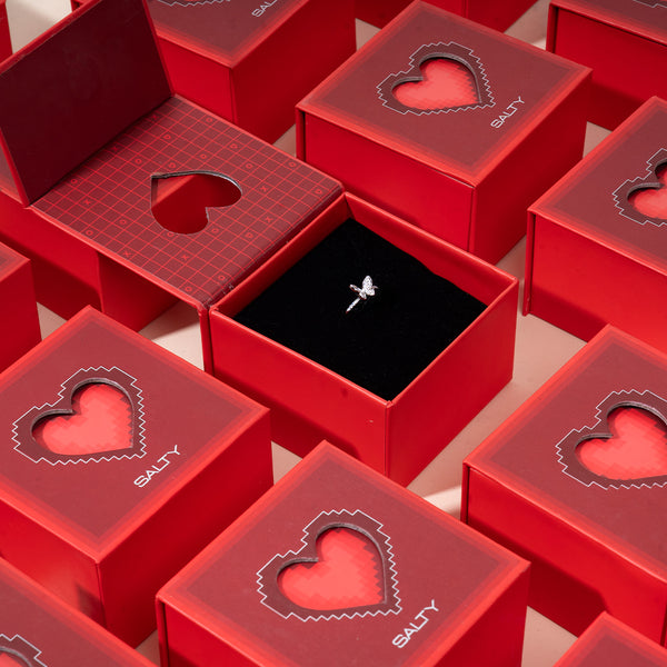 Hollis Studded Butterfly Silver Ring With BlushBox