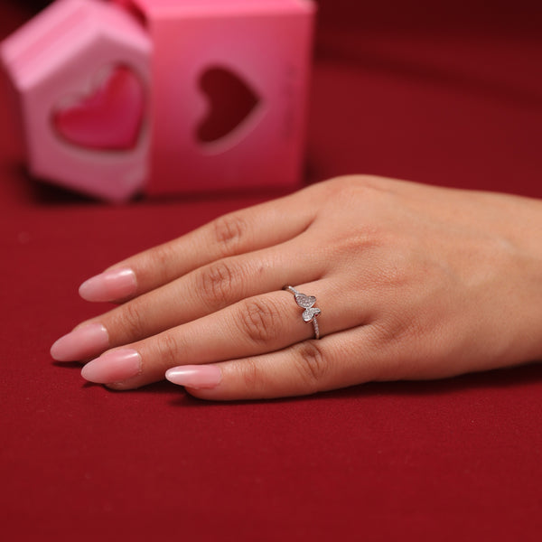 Hollis Studded Butterfly Silver Ring With Valentine Box
