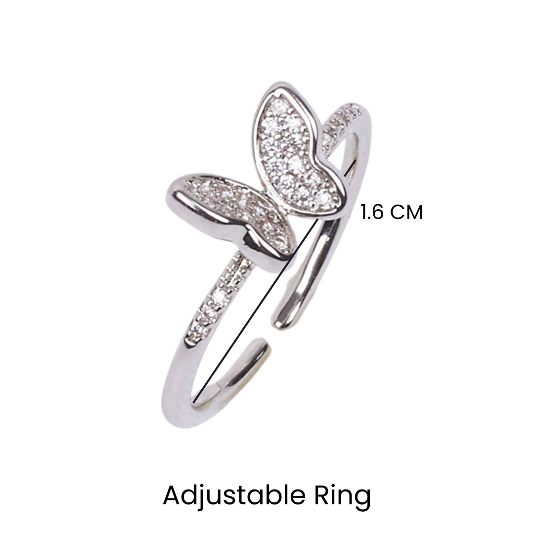 Hollis Studded Butterfly Silver Ring - Salty Accessories