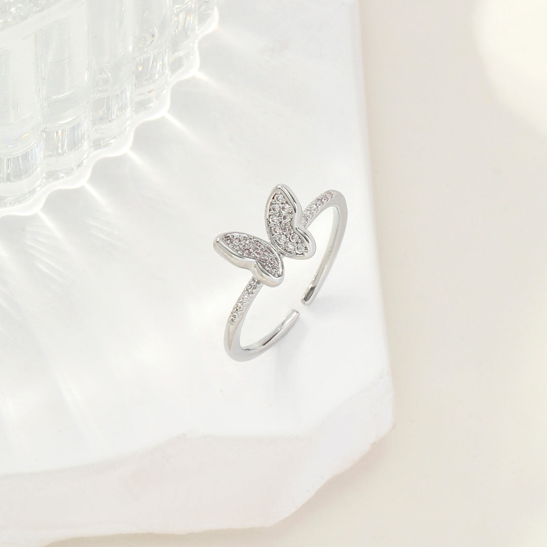 Hollis Studded Butterfly Silver Ring