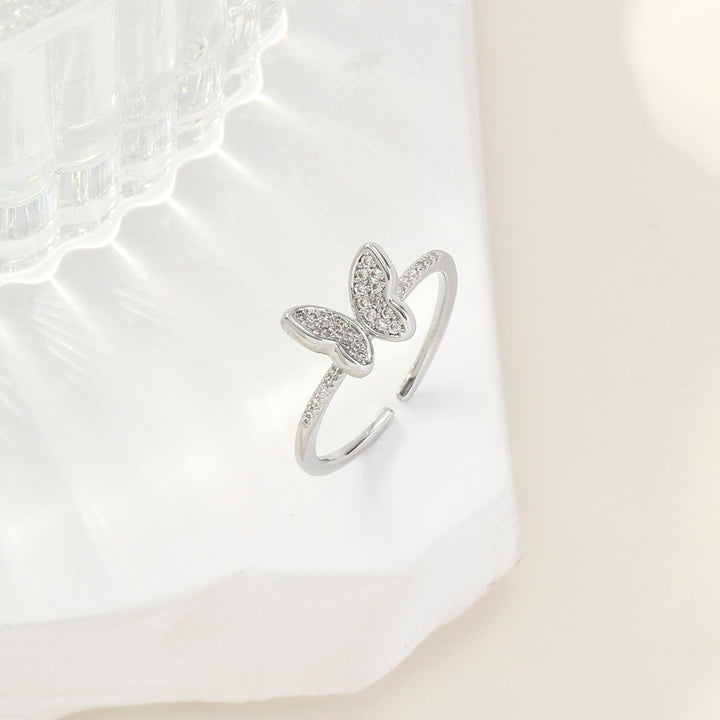 Hollis Studded Butterfly Silver Ring