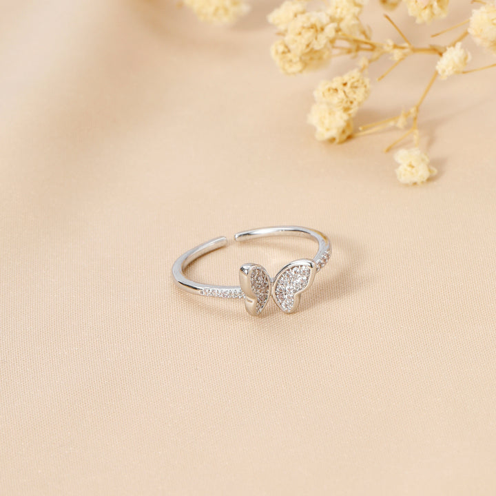Hollis Studded Butterfly Silver Ring