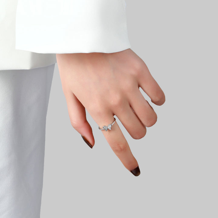 Hollis Studded Butterfly Silver Ring
