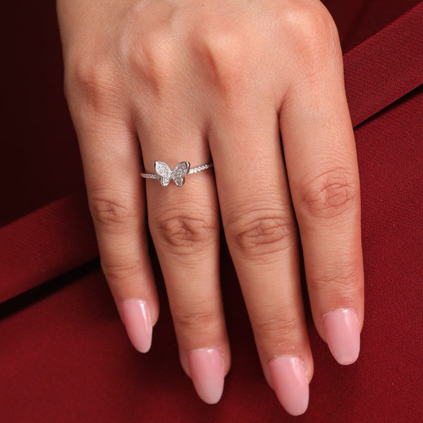 Hollis Studded Butterfly Silver Ring