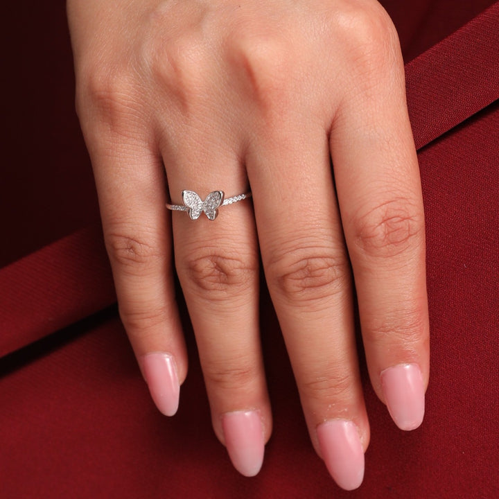 Hollis Studded Butterfly Silver Ring