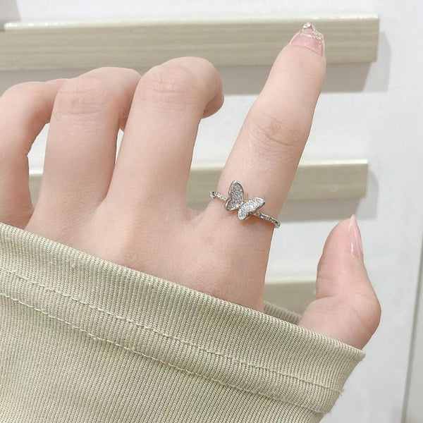 Hollis Studded Butterfly Silver Ring