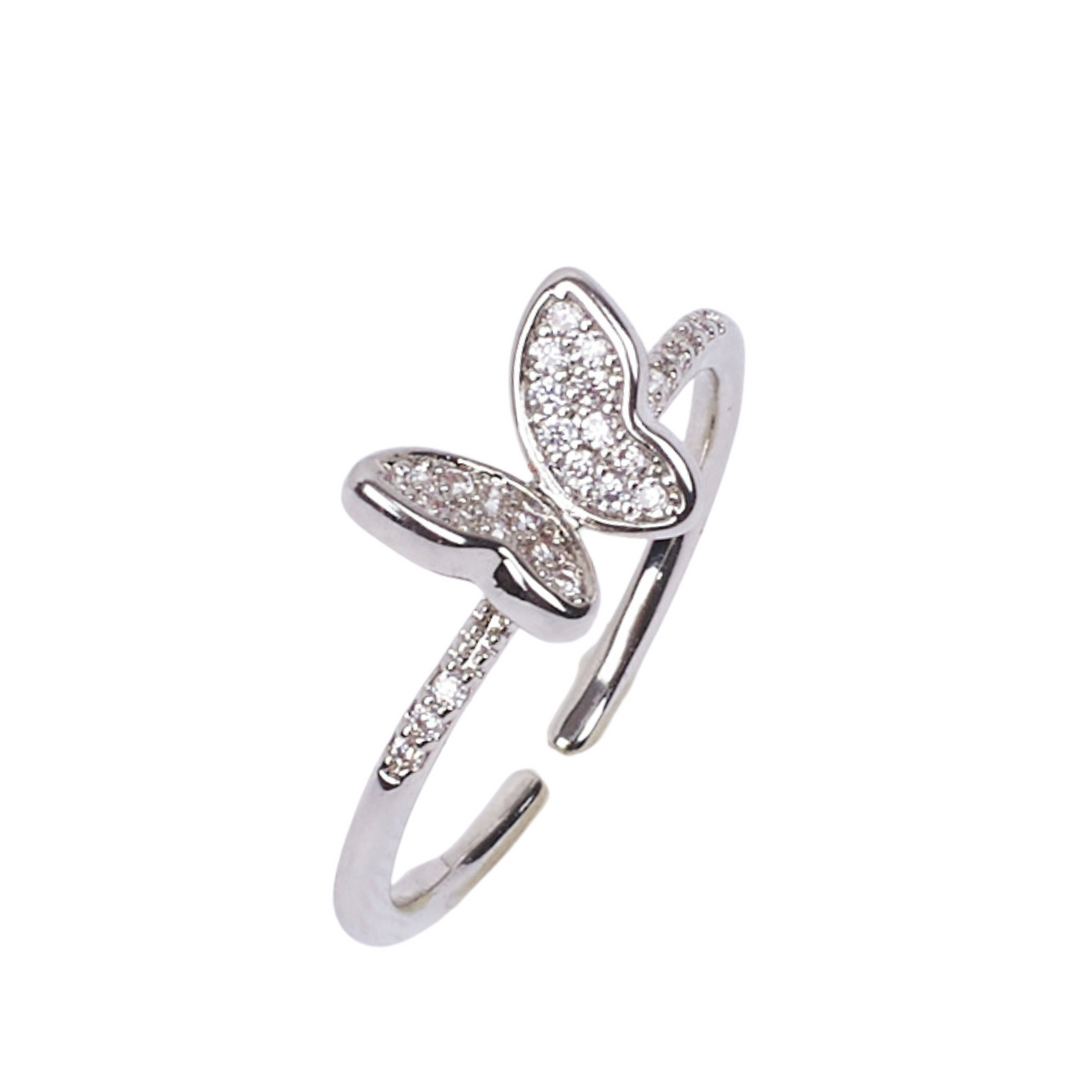 Hollis Studded Butterfly Silver Ring - Salty Accessories