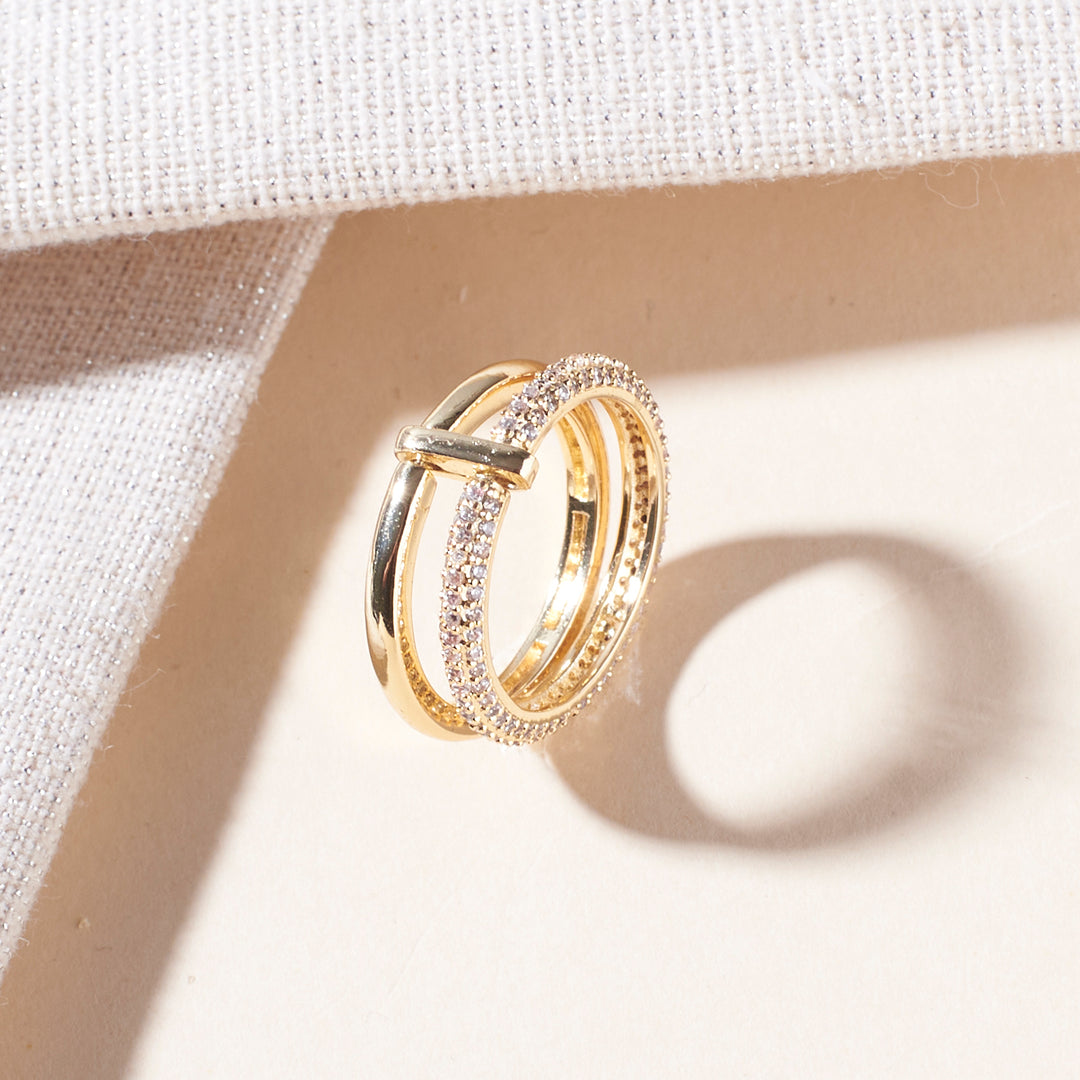 Jada Studded Stackable Gold Ring