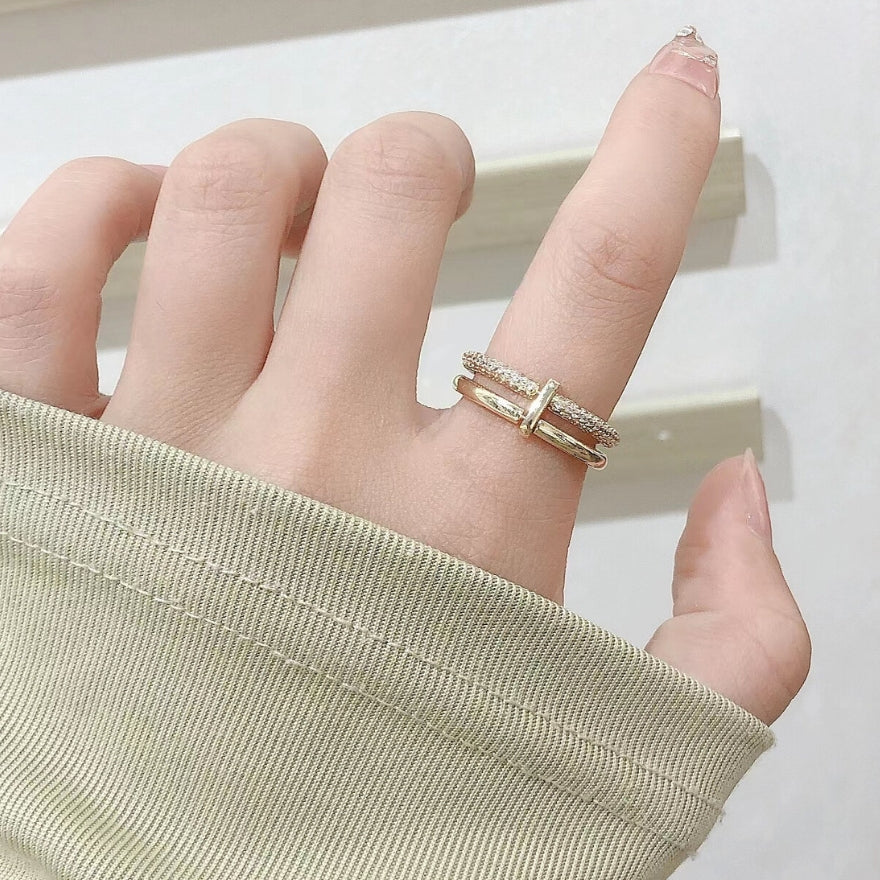 Jada Studded Stackable Gold Ring