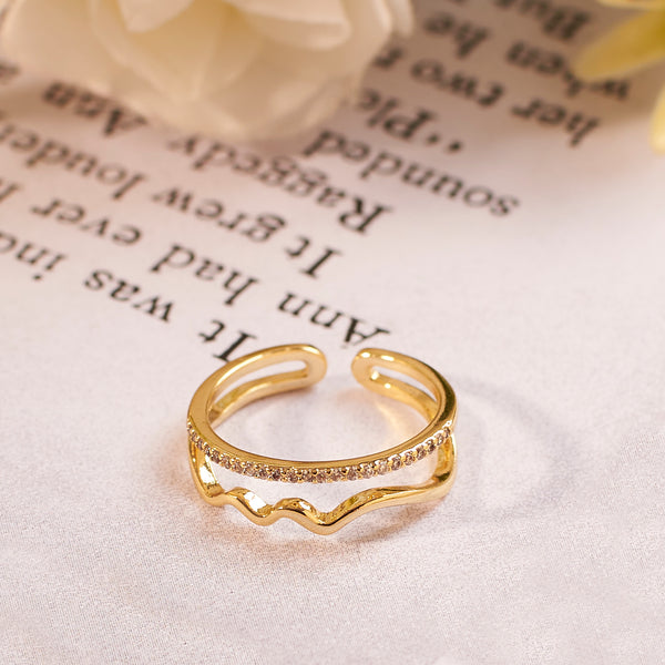 Soft Studded Crown Gold Ring