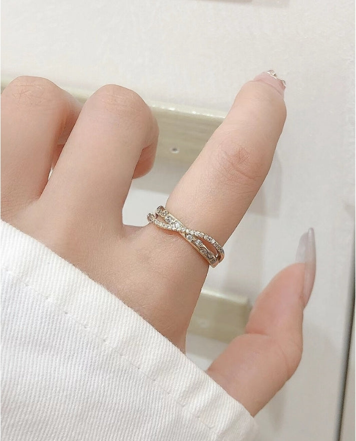 Cameron Cross Studded Gold Ring