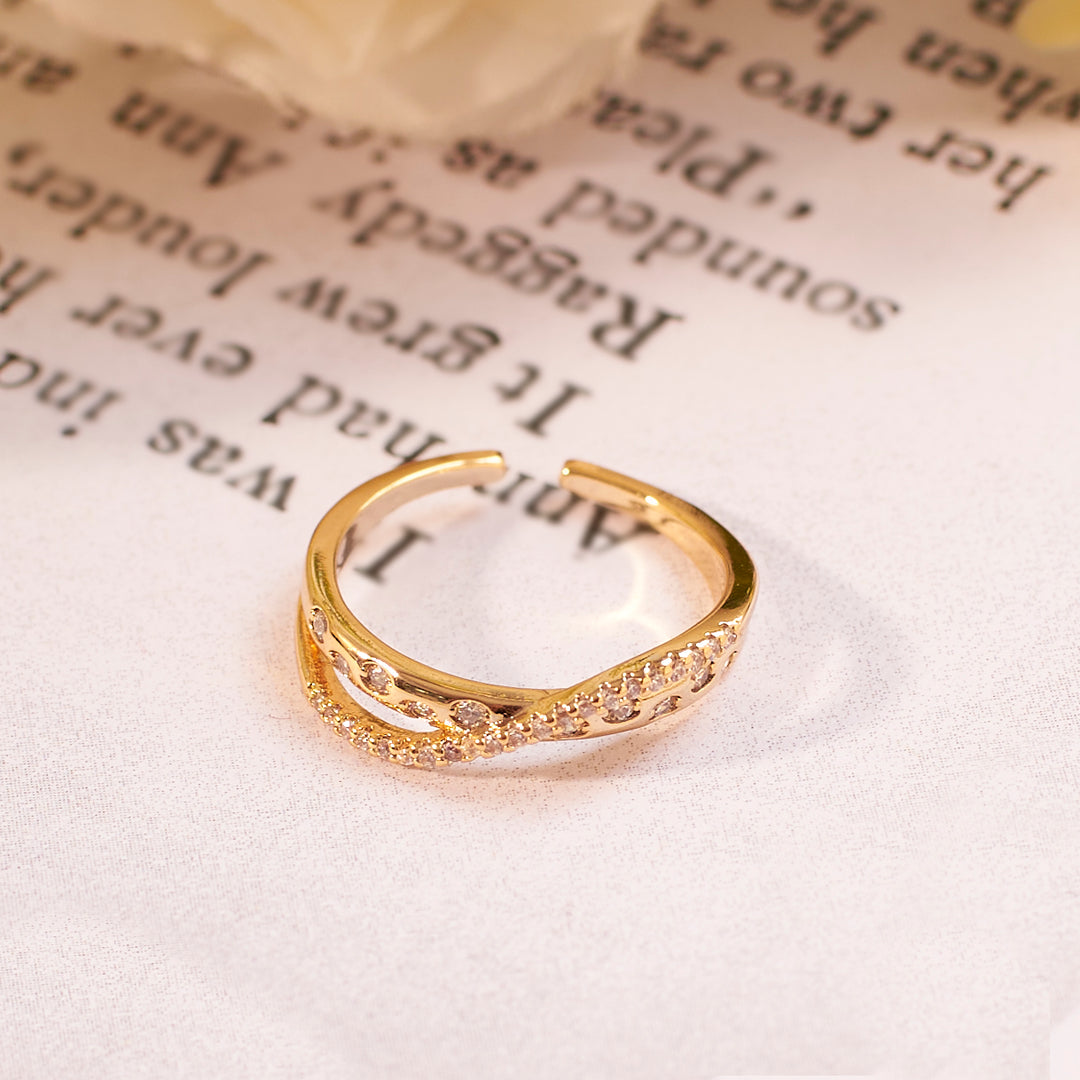 Cameron Cross Studded Gold Ring