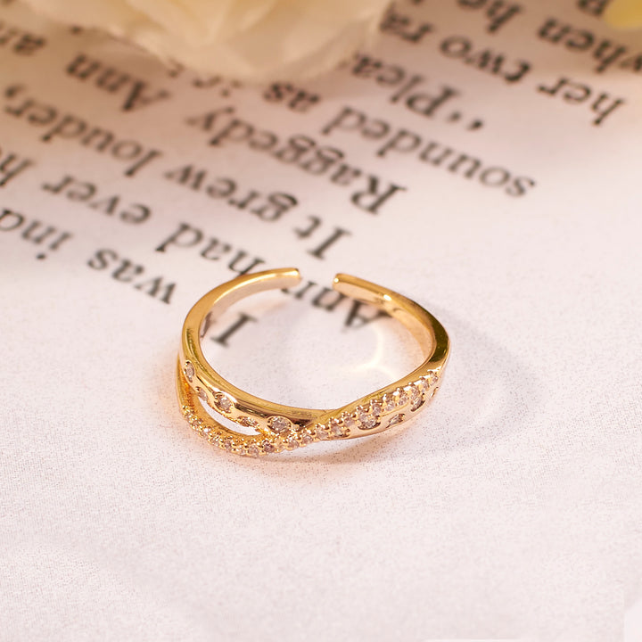 Cameron Cross Studded Gold Ring