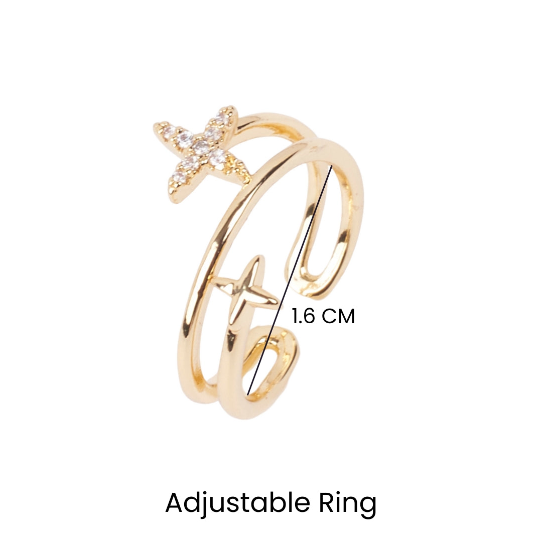 Twinkling Studded Star Gold Ring - Salty Accessories