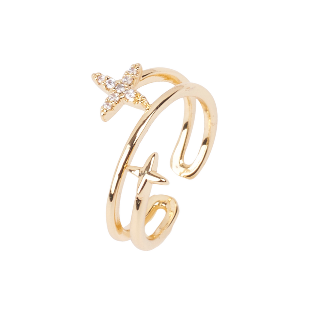 Twinkling Studded Star Gold Ring - Salty Accessories