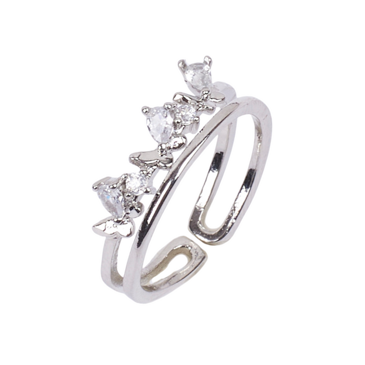 Classic Flow Crystal Silver Ring - Salty Accessories