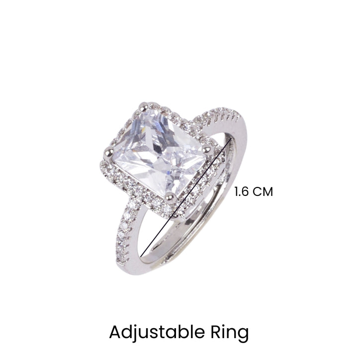 Span Studded Solitaire Silver Ring