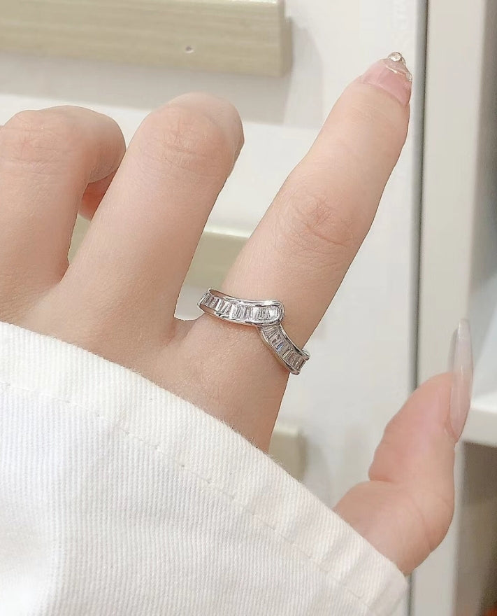 Pave Crystal Vanki Silver Ring