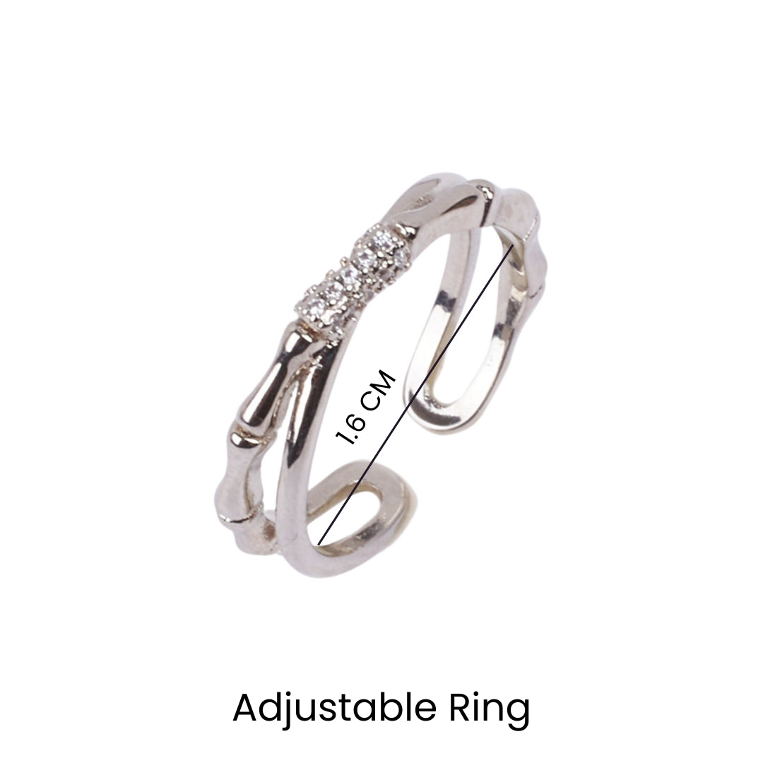 Ella Crystal Studded Silver Ring - Salty Accessories