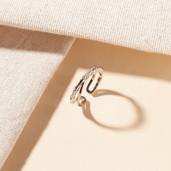 Ella Crystal Studded Silver Ring