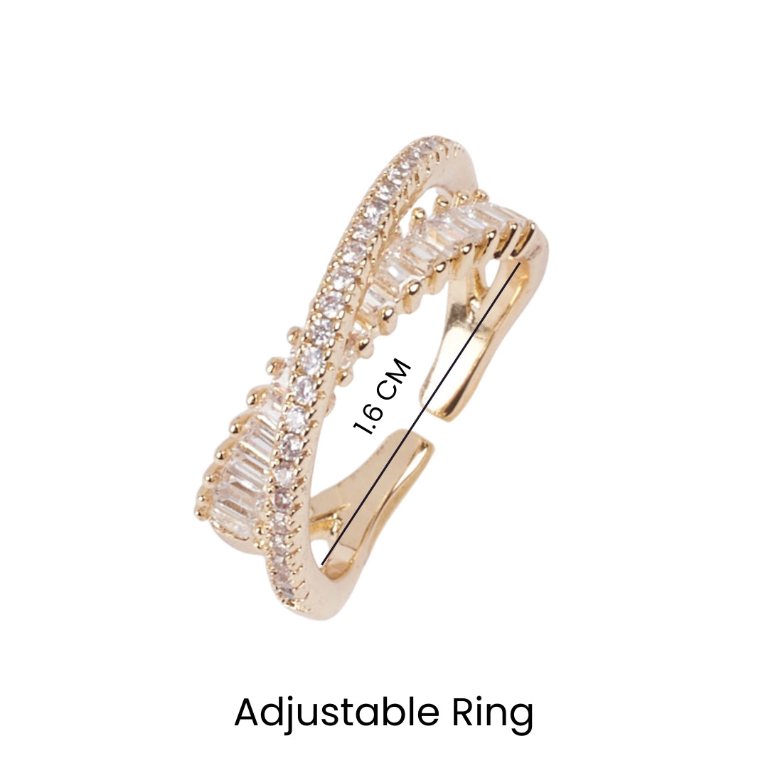 Flyover Studded Tennis Gold Ring - Salty Accessories