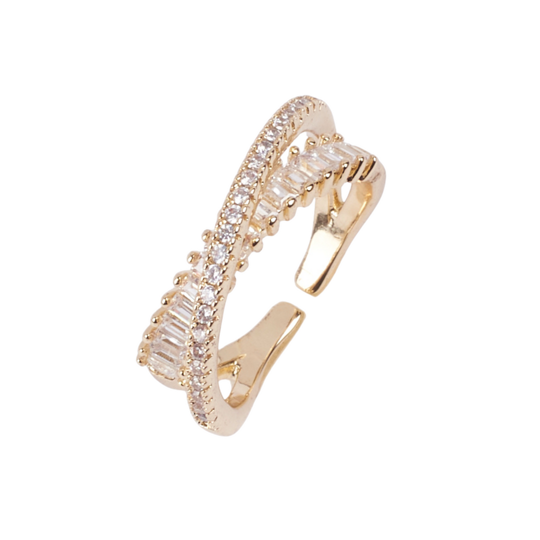 Flyover Studded Tennis Gold Ring - Salty Accessories