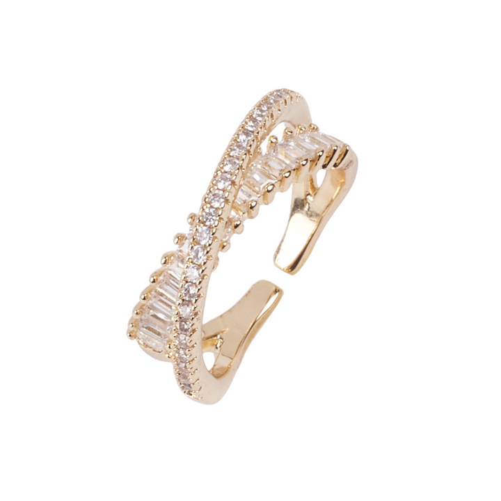 Flyover Studded Tennis Gold Ring