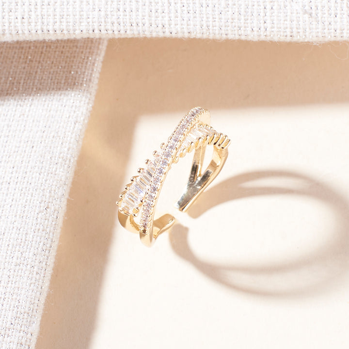 Flyover Studded Tennis Gold Ring
