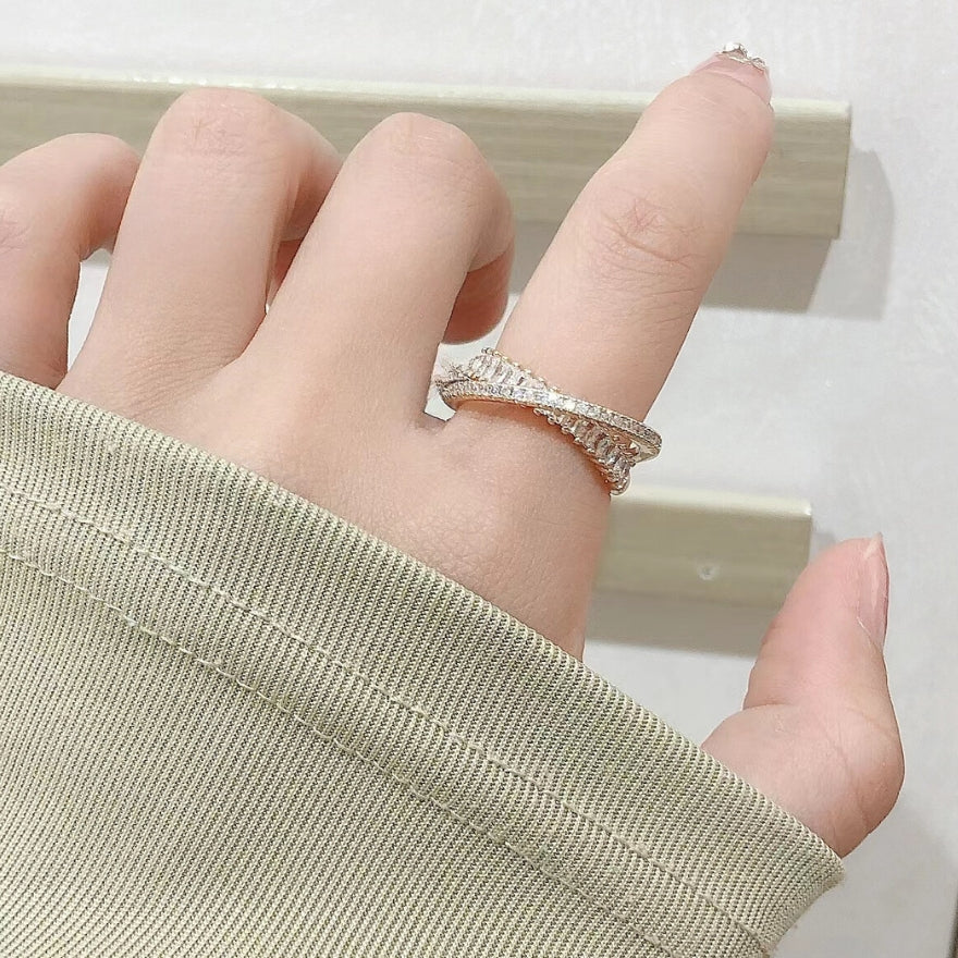 Flyover Studded Tennis Gold Ring