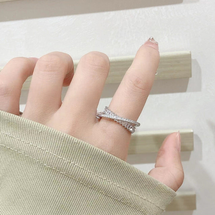 Flyover Studded Tennis Silver Ring - Salty Accessories