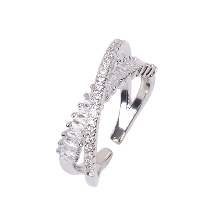 Flyover Studded Tennis Silver Ring - Salty Accessories