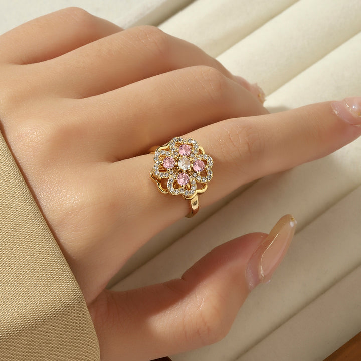 Diantha Pink Floral Spinner Ring