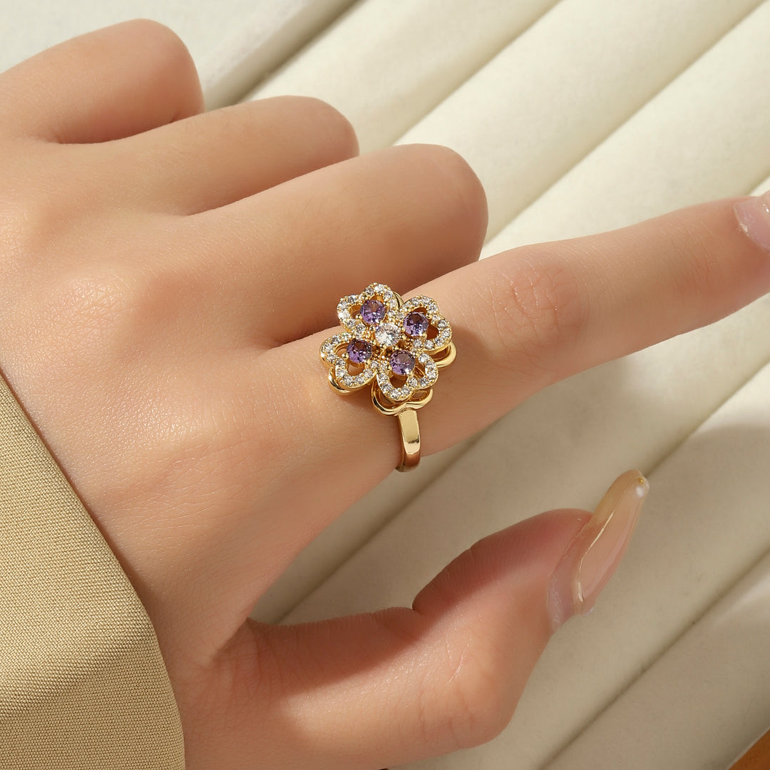 Diantha Purple Floral Spinner Ring